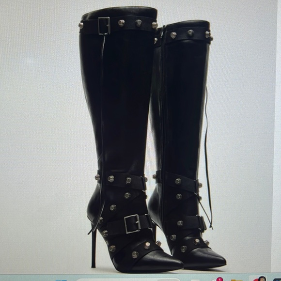 Fink Black Wide Calf Black Leather Boot - Picture 1 of 4
